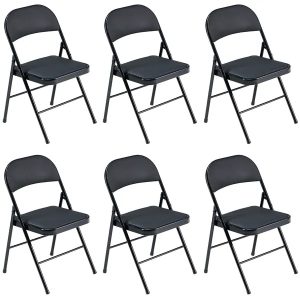 6pcs Elegant Foldable Iron & PVC Chairs For Convention & Exhibition Black