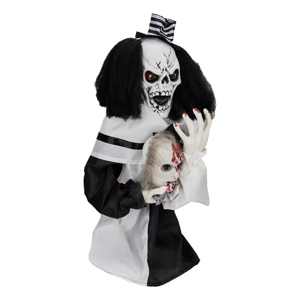 1.8ft Halloween Decoration Scary Clown, Sound-Actived Party Decor With Creepy Sound , Scary Haunted House Props For Indoor Party Home Table Garden Yard Lawn - Image 2