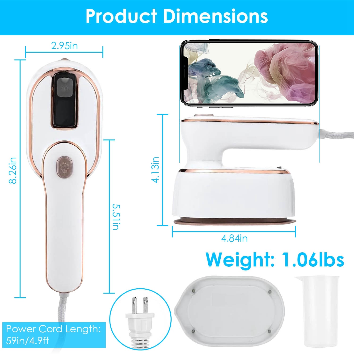 One Thousand W Portable Handheld Steamer For Hang Flat Ironing Travel Garment Steamer With 180 Degree Rotatable Handle 10S Fast Heating Clothing Wrinkles Remover For Home Office Travel - Image 4