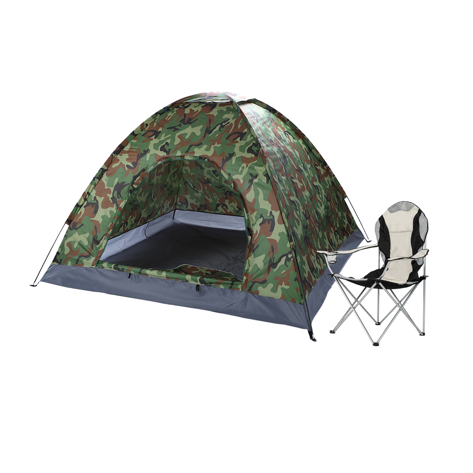 Camping Chair, Grey Iron Frame, Off-white - Image 7