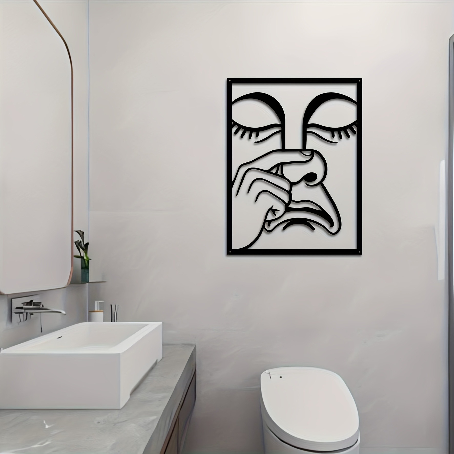 Whimsical Nose-Pinch Metal Wall Sculpture - Hilarious Single Piece Iron Art - Image 5