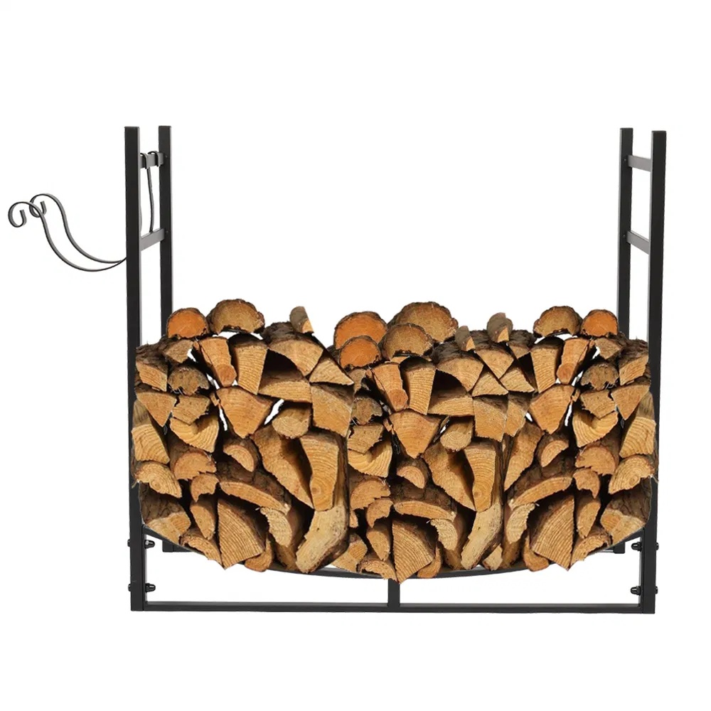 33" Wrought Iron Firewood Holder, Wood Lumber Storage Holder For Fireplace XH - Image 5