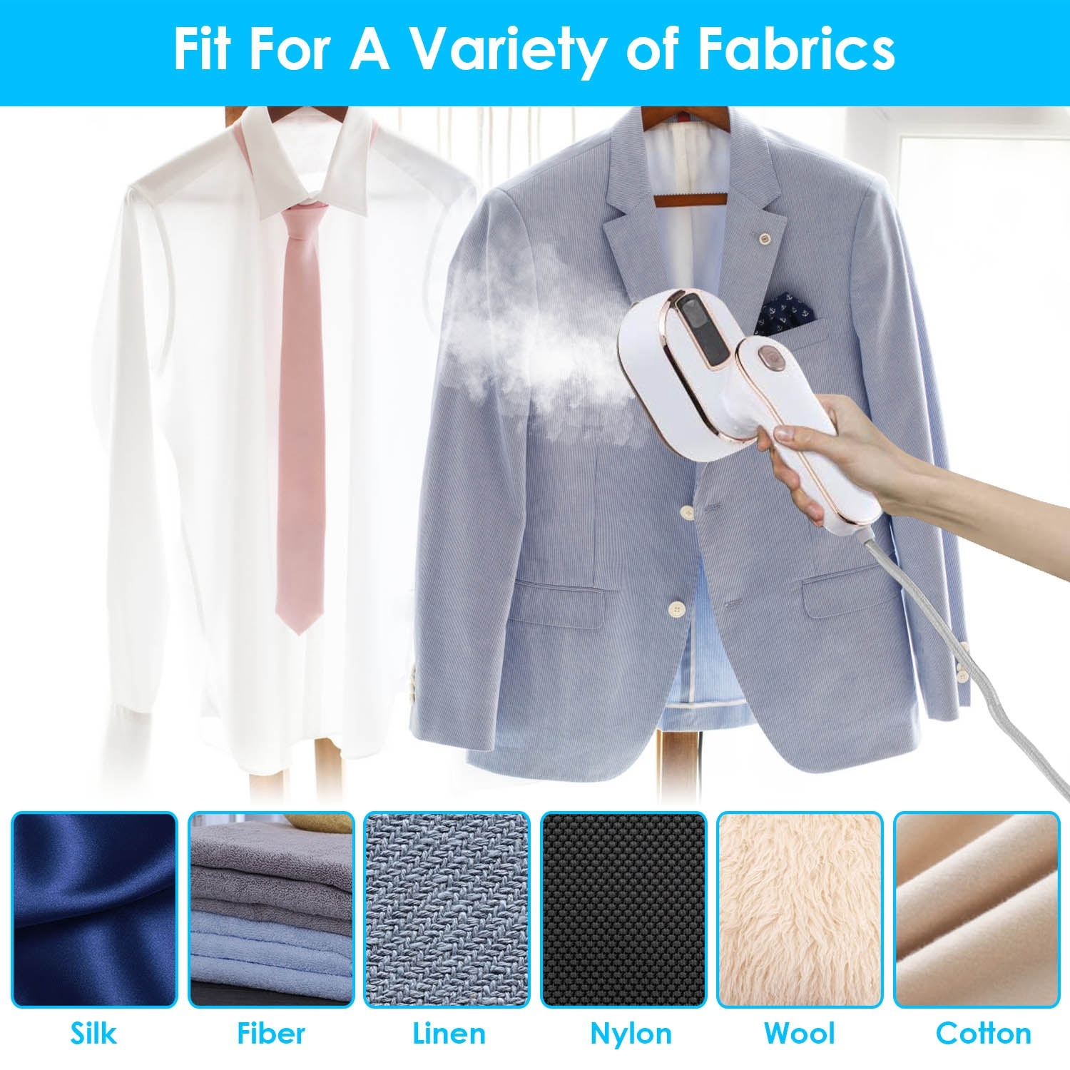 One Thousand W Portable Handheld Steamer For Hang Flat Ironing Travel Garment Steamer With 180 Degree Rotatable Handle 10S Fast Heating Clothing Wrinkles Remover For Home Office Travel - Image 2